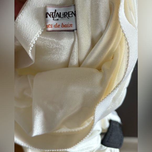 Vintage Yves Saint Laurent 90s White and Black RUCHED Bathing Suit S/XS - Picture 7 of 8